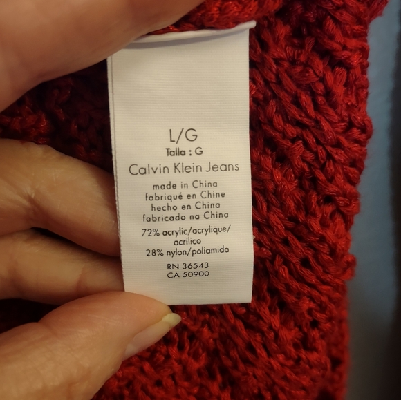 Calvin Klein Jeans Red Chunky Cable Knit Sweater - Picture 11 of 12
